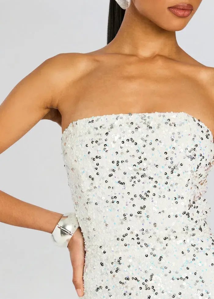 Retrofête Heather Sequin Dress White Size S/ Au 8 photo 2