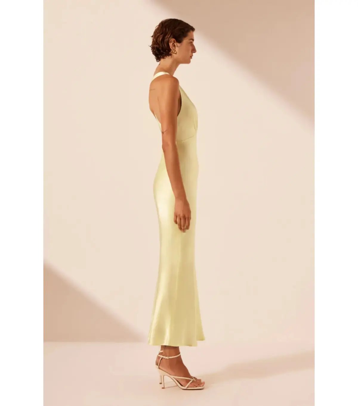 Shona Joy La Lune Plunge Cross Back Midi Dress in Lemon Size AU 10 photo 2