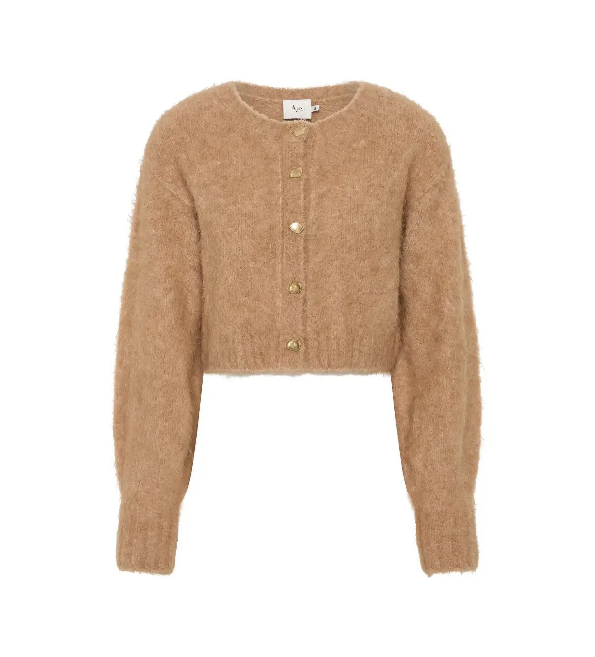 Aje Celine Fluffy Cardigan in Camel S / AU 8 photo 5