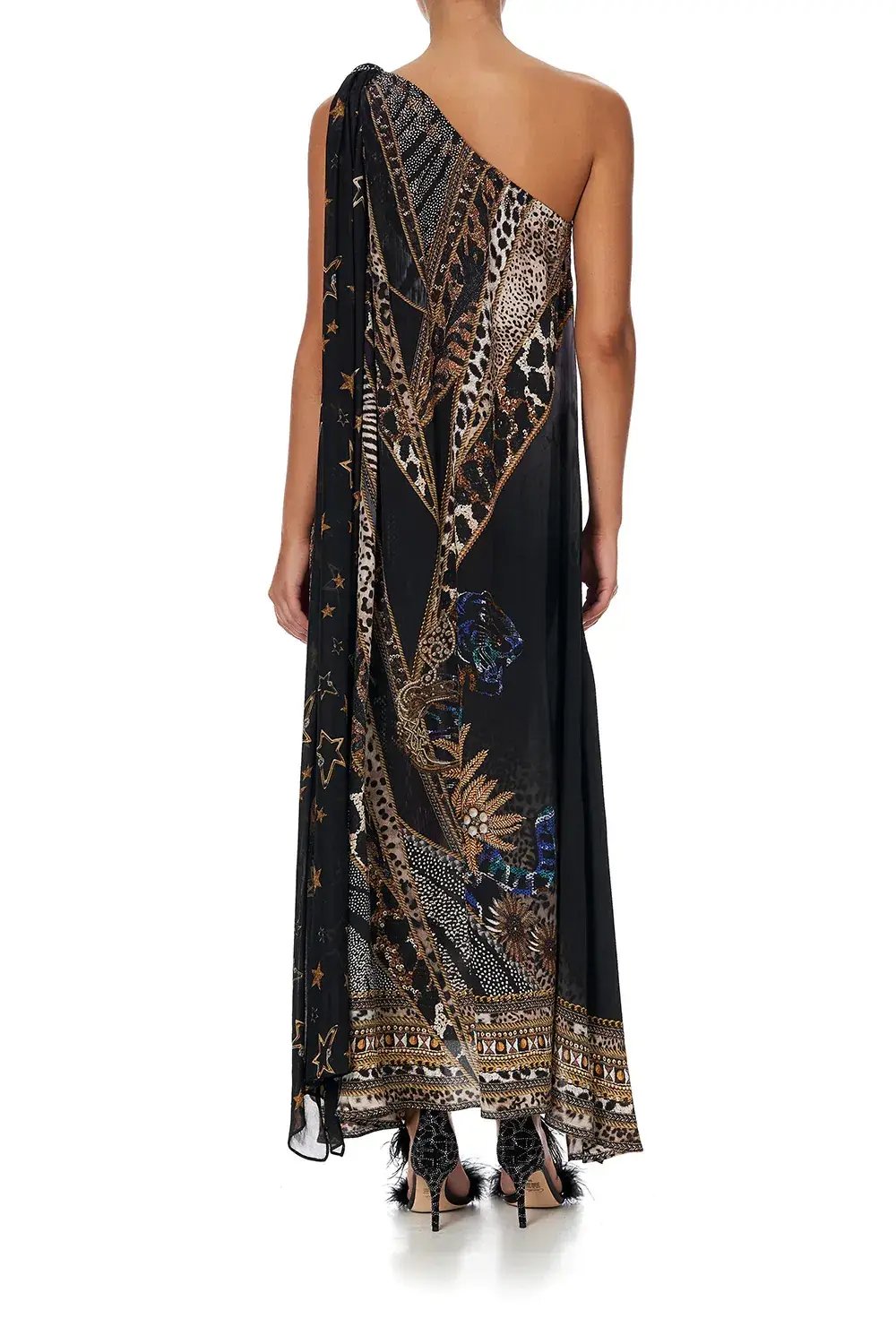 Camilla One Shoulder Long Dress Lady Stardust Print Size 8 photo 3