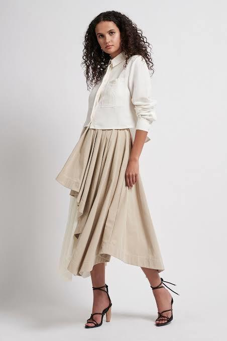 Aje Consonance Skirt White/Brown Size 4 photo 2