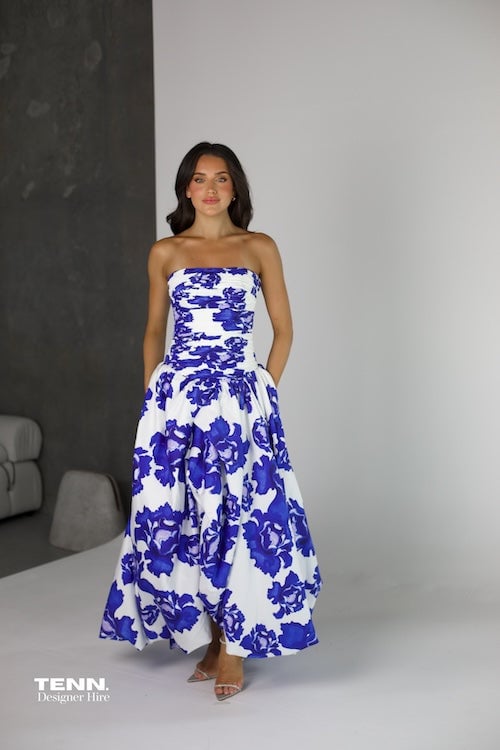 Aje Behold Maxi Dress - Boldly Blooming Cobalt photo 4