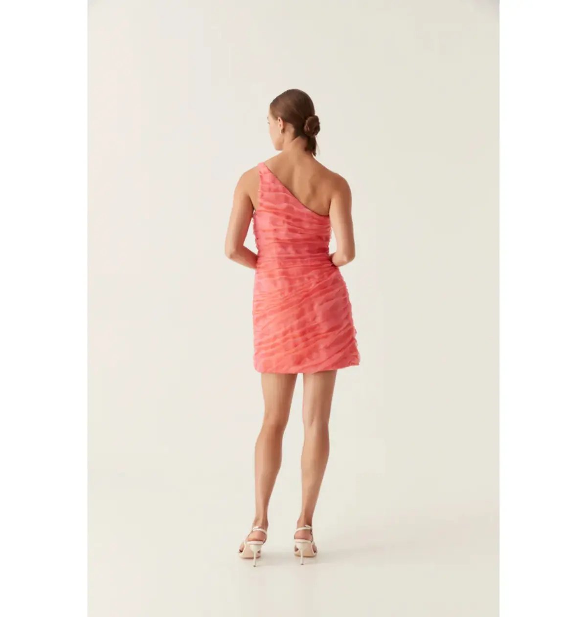 Aje Iridescent Mercury Mini Dress in Coral Size AU 8 photo 4