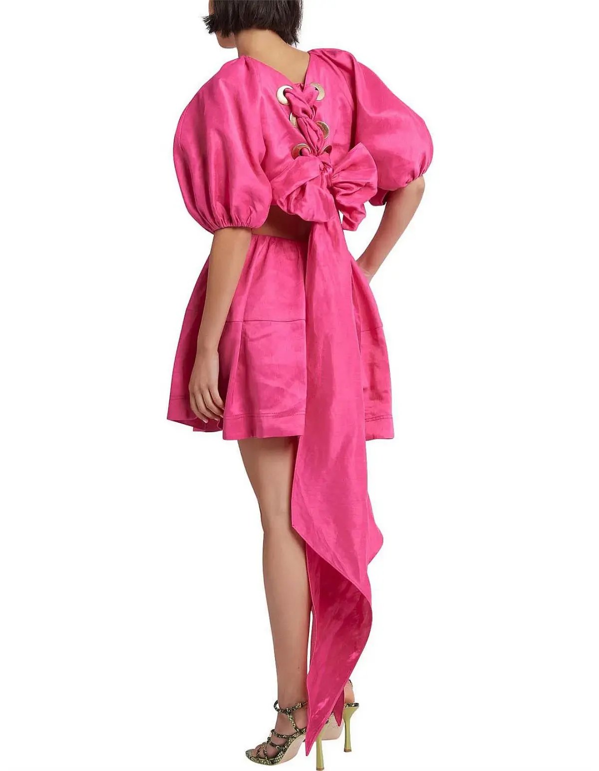 Aje Admiration Lace Up Mini Dress Pink Size 10 photo 3