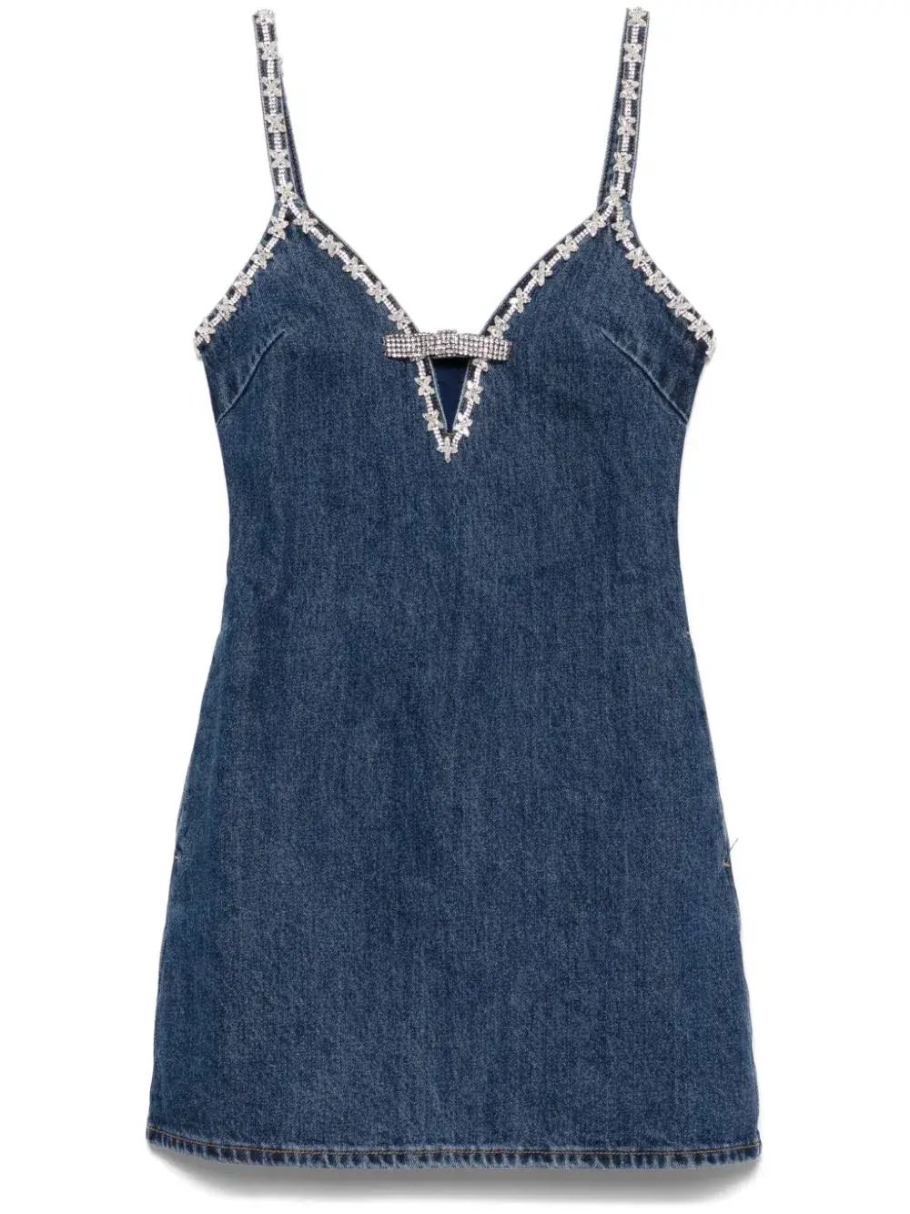 Self Portrait Denim Strappy Mini Dress Blue Size 6 photo 4