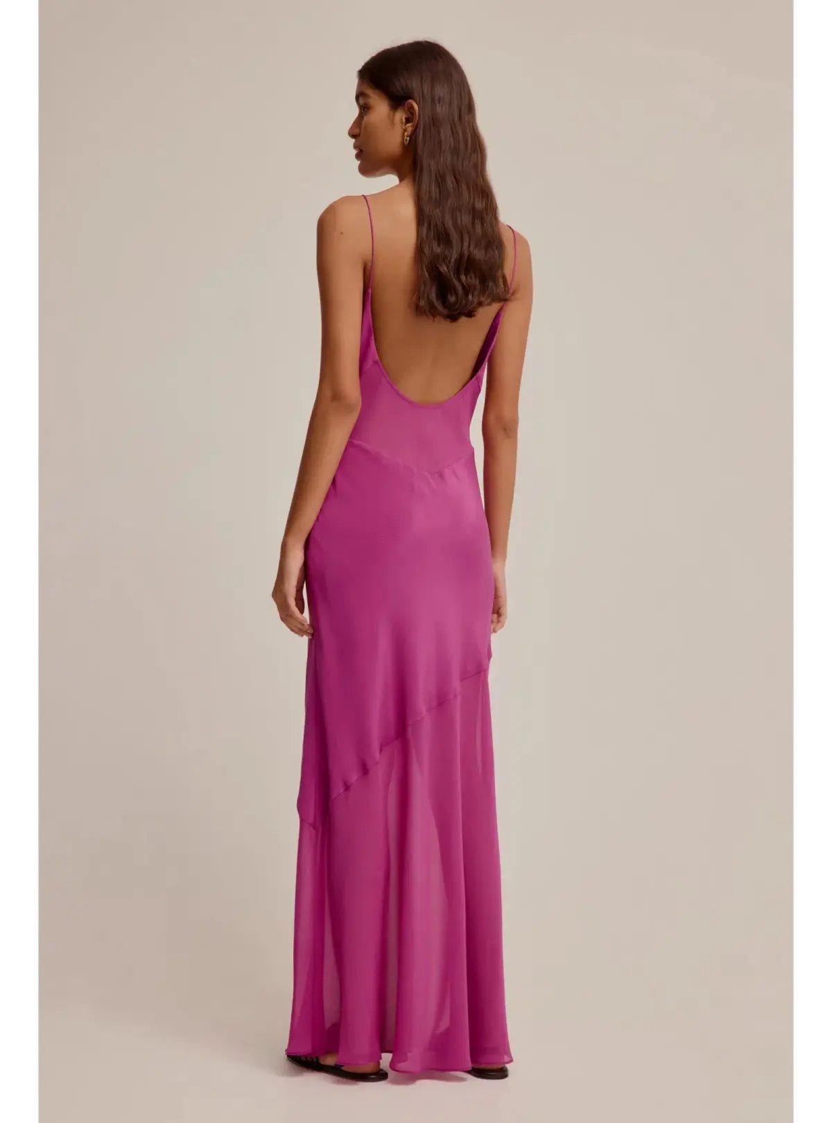 Venroy Sheer Panelled Silk Slip Dress in Mulberry Size AU 8 photo 3