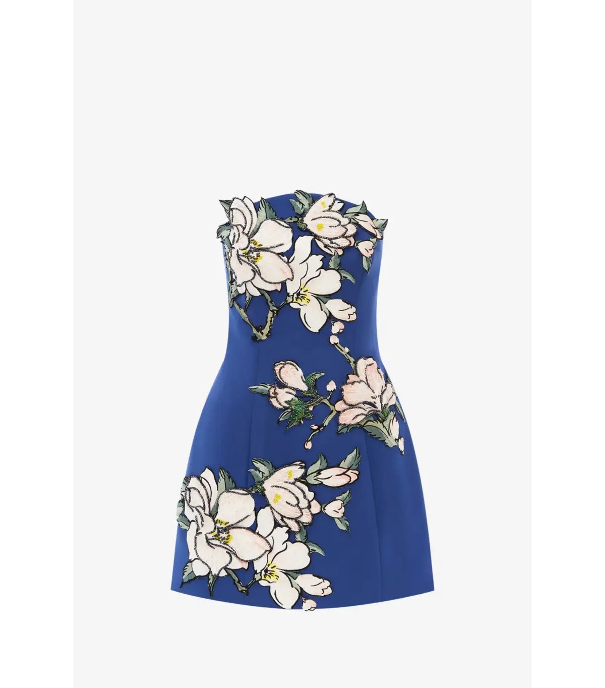 Leo Lin Zaria Appliqué Floral Bustier Mini Dress Midnight Blue Size AU 10 photo 4