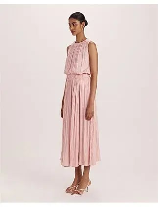 Saba Lillian Pleated Midi Dress Rose Size 12 photo 4