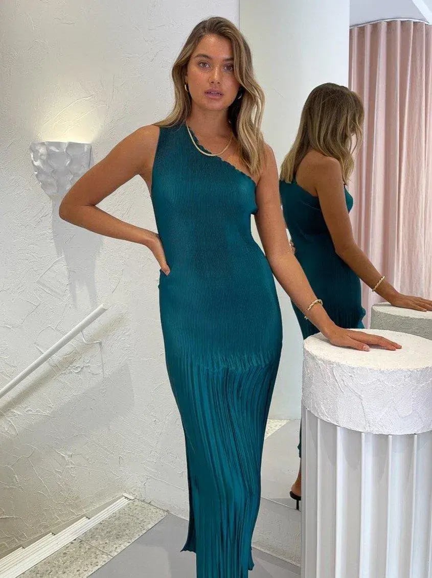 L'idée Soirée One Shoulder Dress Teal Size 8 / S photo 2
