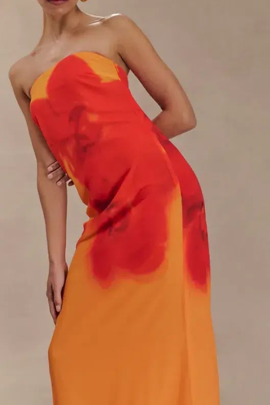 Meshki Amaya Maxi Gown Orange Print Size 12 photo 5