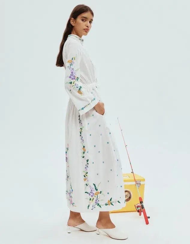 Alemais Willa Embroidered Shirt Dress White Floral Size AU 10 photo 7