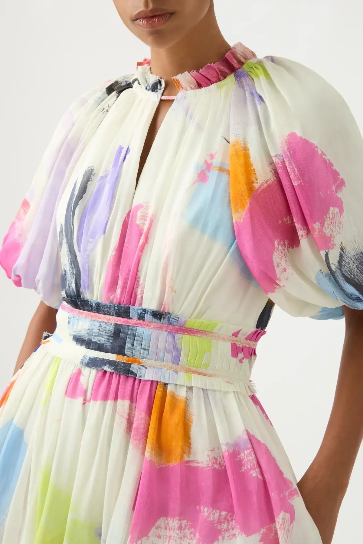 Aje Elysium Blouson Midi Dress Multi Size 16 photo 3