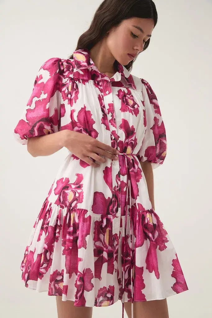 Aje Eliza Smock Mini Dress Boldly Blooming Size 8 photo 2