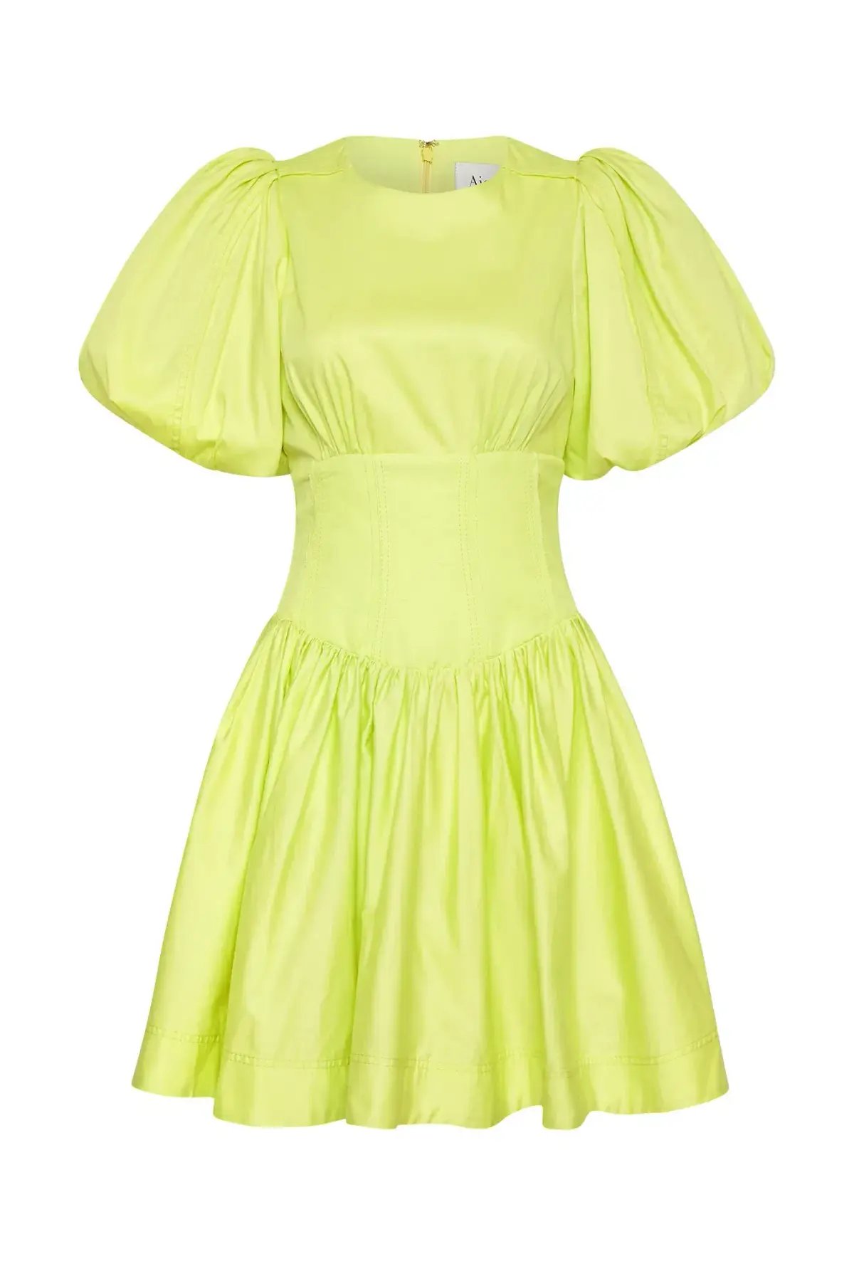 Aje Gianna Puff Sleeve Mini Dress Light Lemon Size 16 photo 4