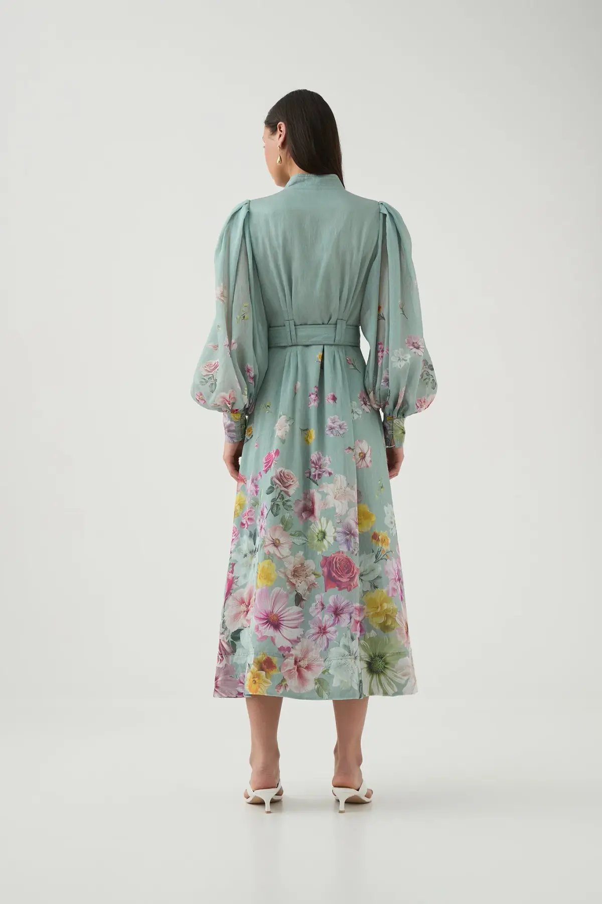 Aje Fleur Shirt Dress Mist Collage Floral Size 12 photo 3