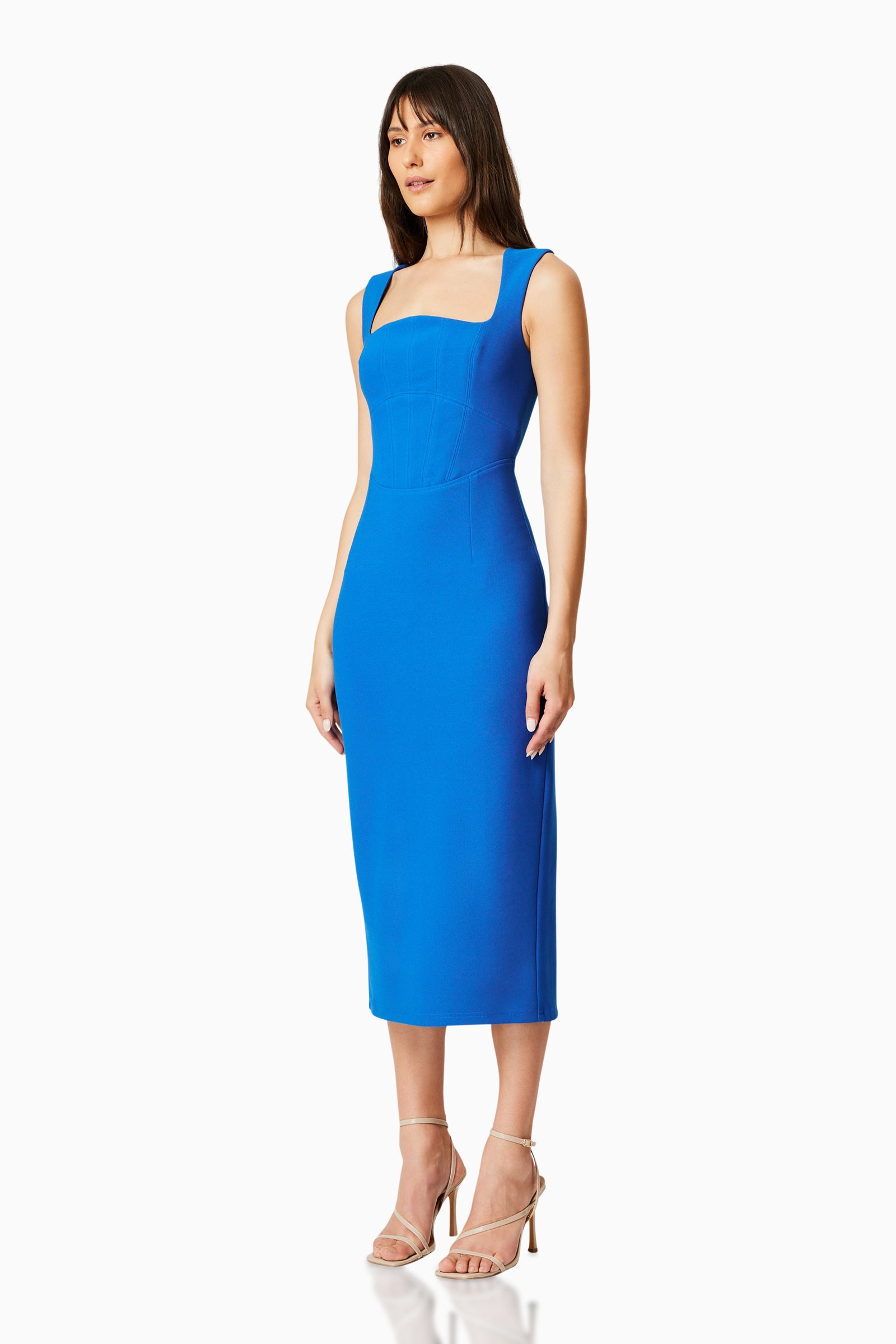 ELLIATT BIRCH FITTED MIDI DRESS - BLUE photo 6