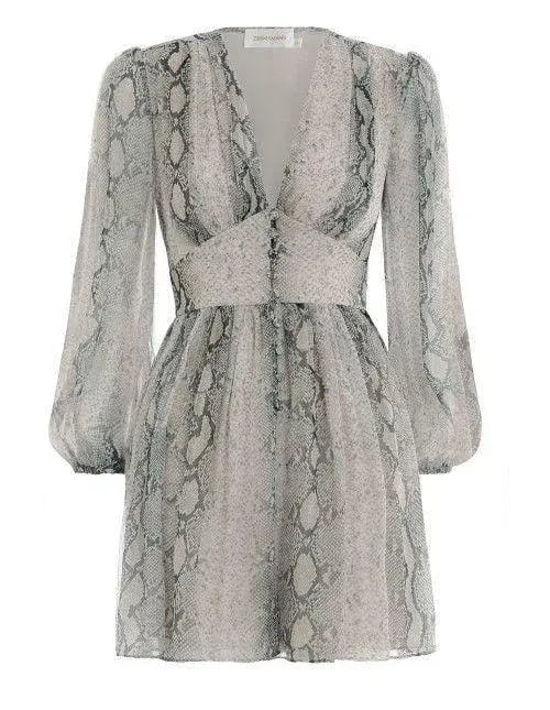 Zimmermann Corsage Fluted Playsuit Python Print Size 0P / AU 6 photo 4