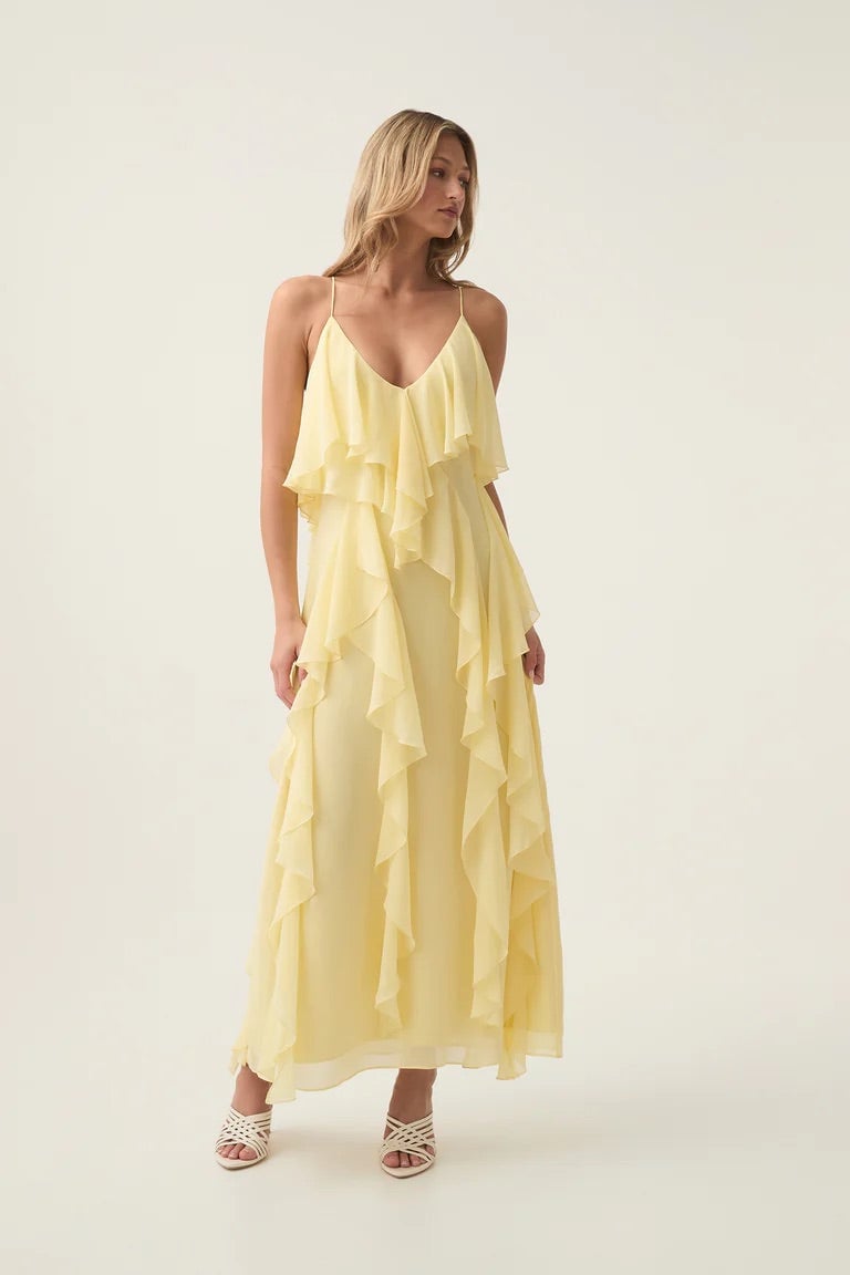 Aje Valentine Frill Maxi Dress - Acacia Yellow photo 4