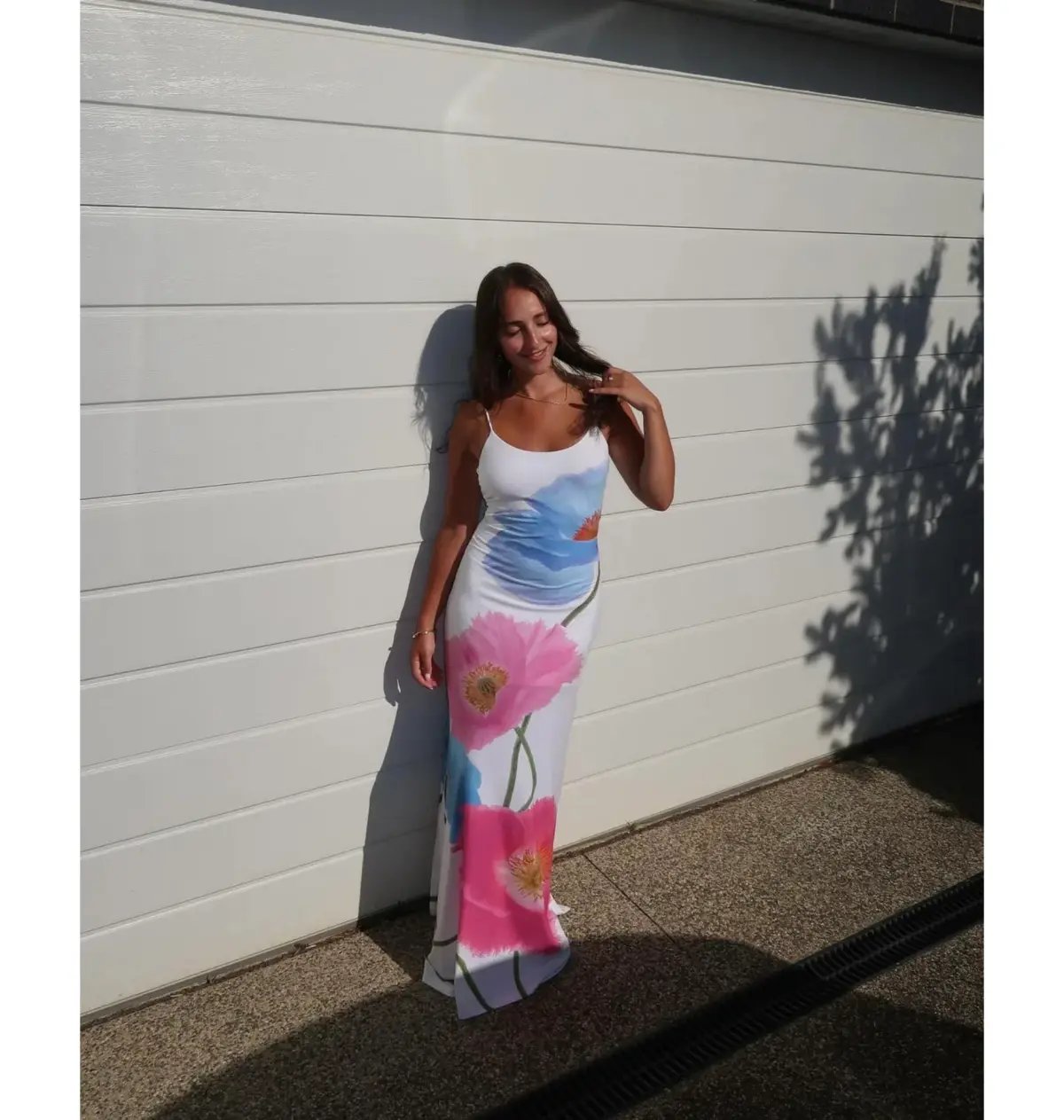 With Harper Lu Low Back Maxi Dress Azure Poppy Size S / AU 8 photo 3