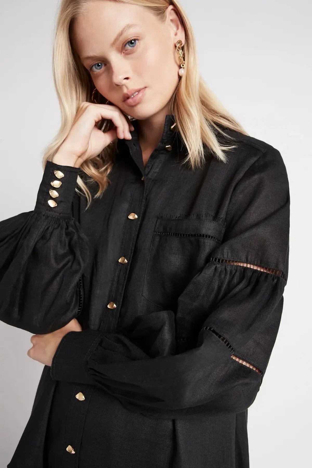 AJE Lotus Shirt Dress Black Size 10 photo 2