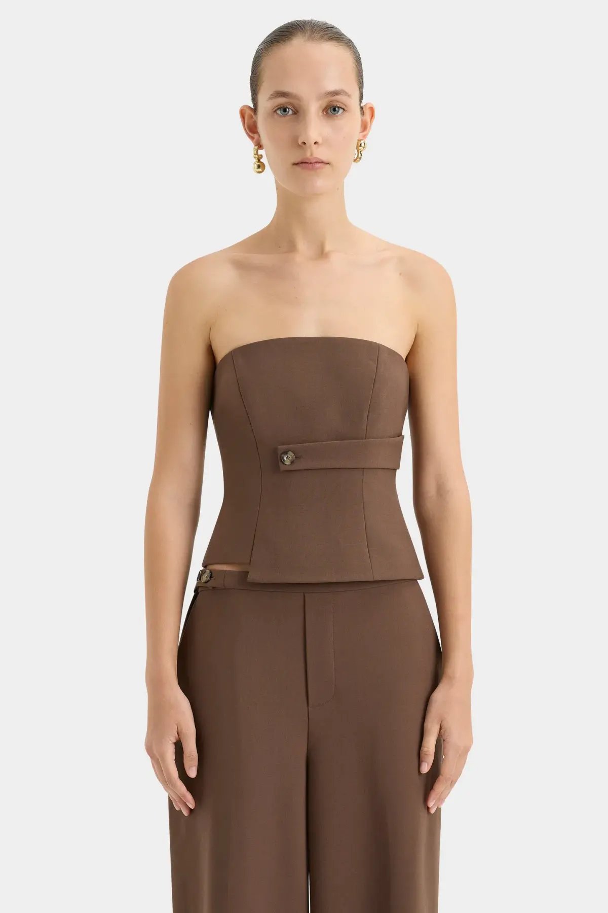 Sir The Label Bromley Bodice and Mini Skirt in Set Chocolate Size AU 10 photo 3
