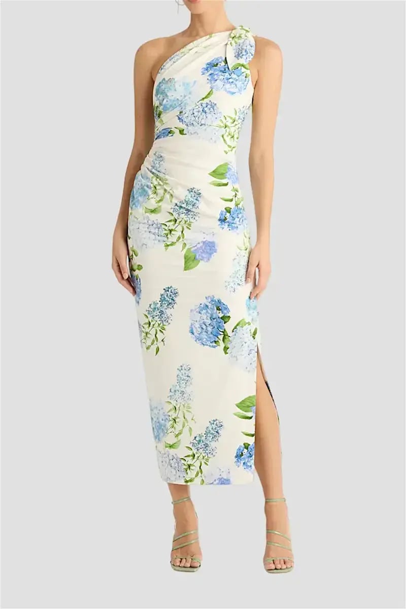 Sheike Blue Bell One Shoulder Midi Dress  Floral Size 8 photo 3