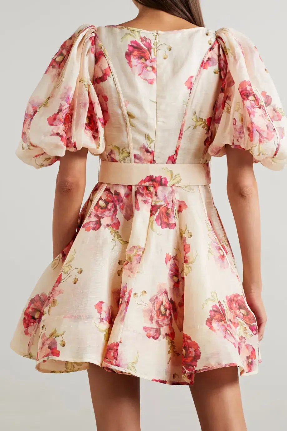 Zimmermann High Tide Puff Sleeve Mini Dress Floral Size 0/AU 8 photo 2