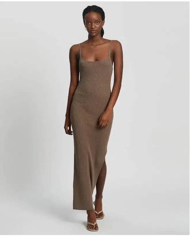 Bec & Bridge Riviera Split Midi Dress Brown Size 8 photo 3