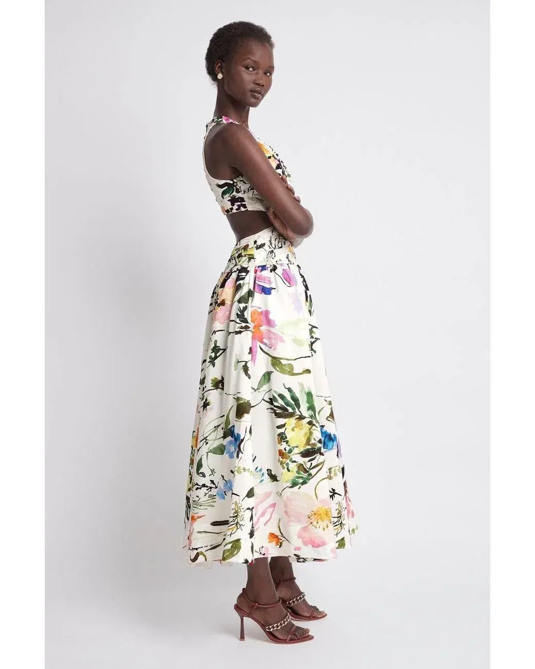 Aje Introspect Cut Out Midi Dress Botanic Floral Size 6 photo 2