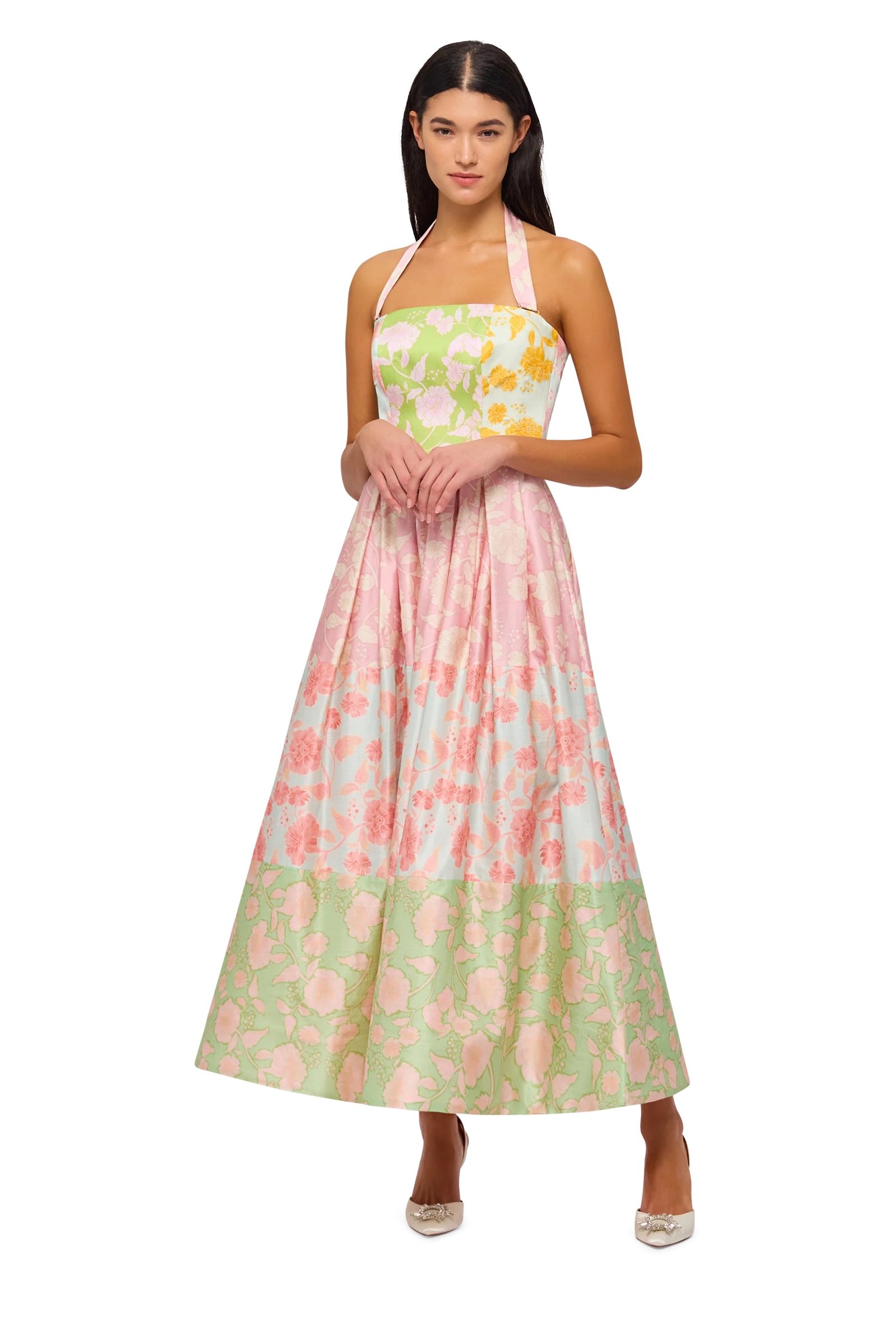 LEO LIN ANA HALTERNECK MAXI DRESS - ANEMONE SPLICE PRINT photo 4
