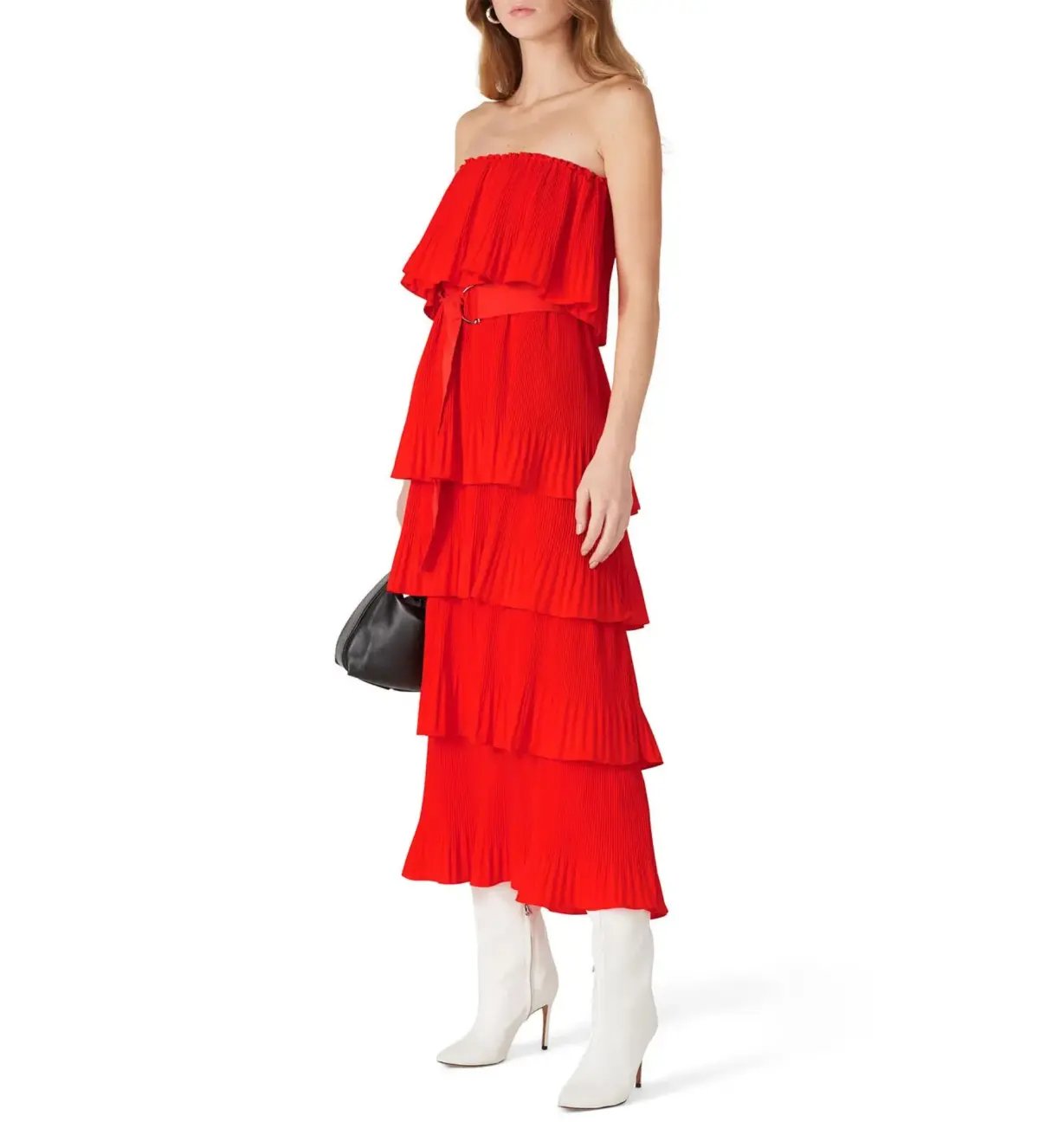 Essentiel Antwerp Valentina Ruffled Midi Dress Berry Red Size AU 10 photo 2