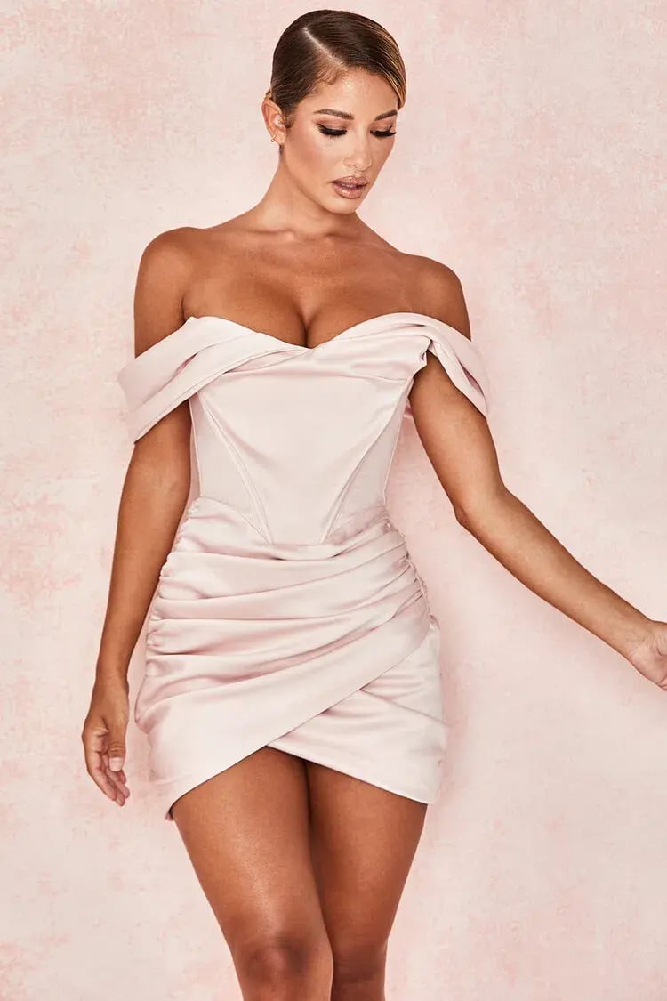House of CB Coraline Satin Corset Mini Dress in Blush Size XS / AU 6 photo 4