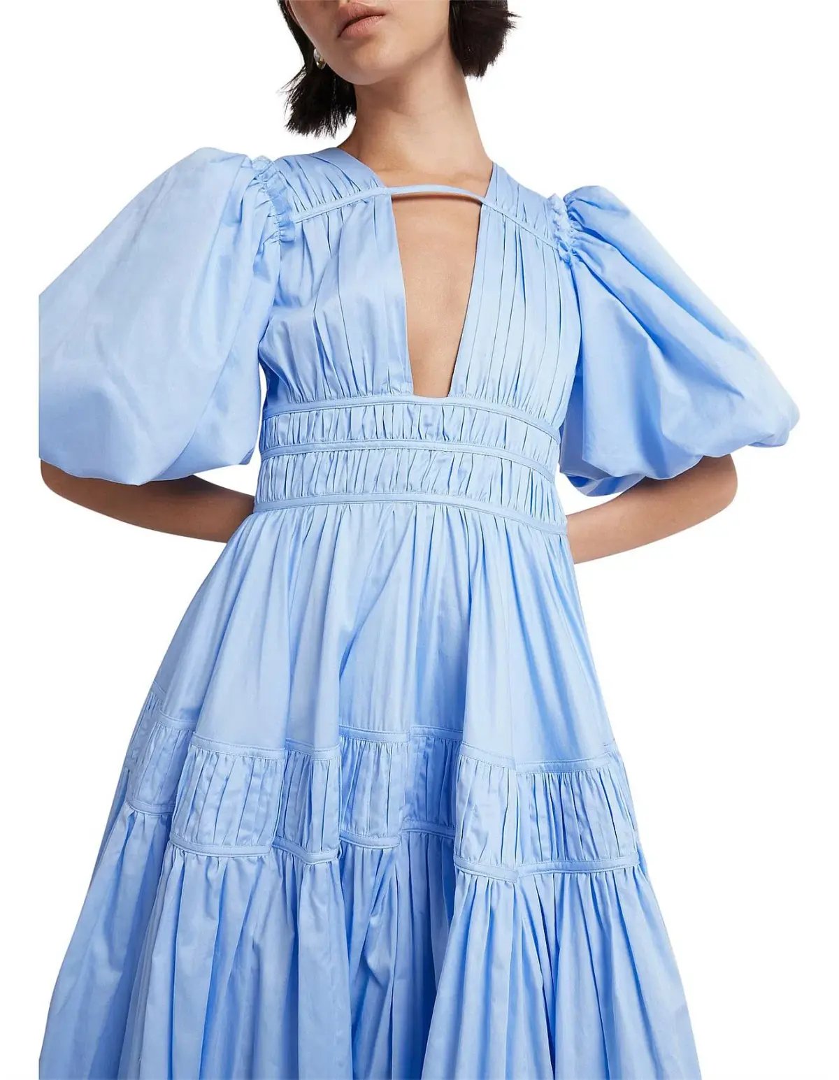Aje Fallingwater Midi Dress Blue Ruched Size 8 photo 4