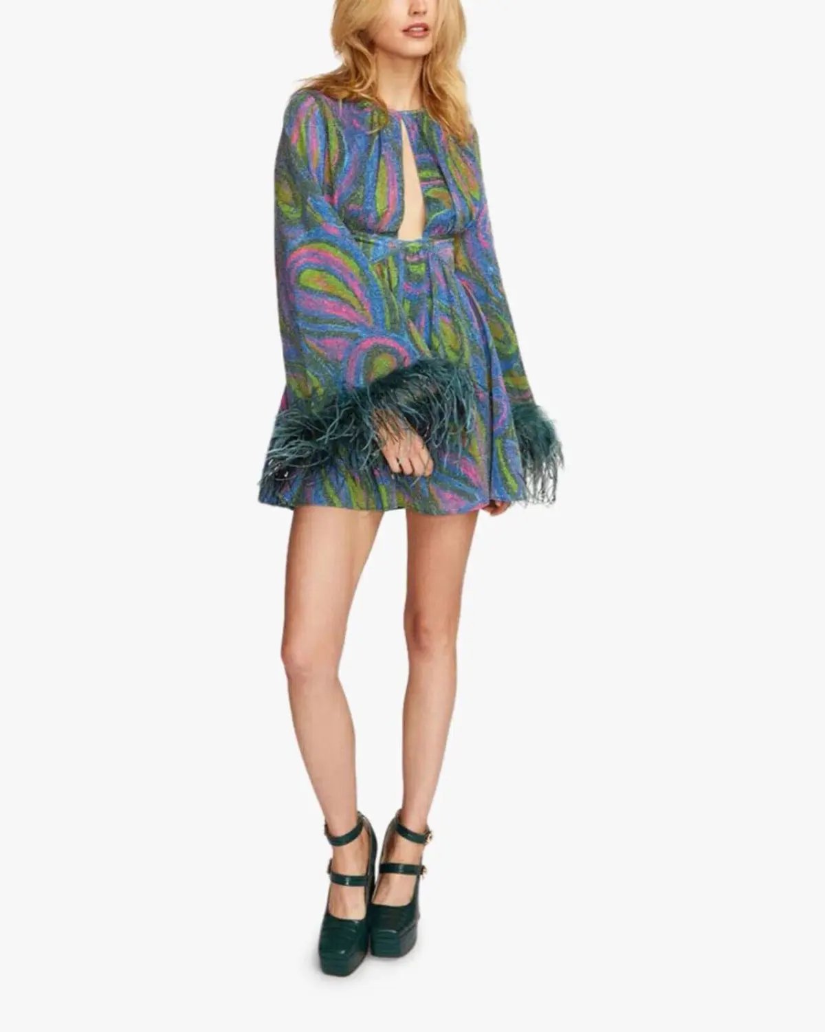 Alice McCall Swan Lake Feather Mini Dress in Clover Size 6 photo 2