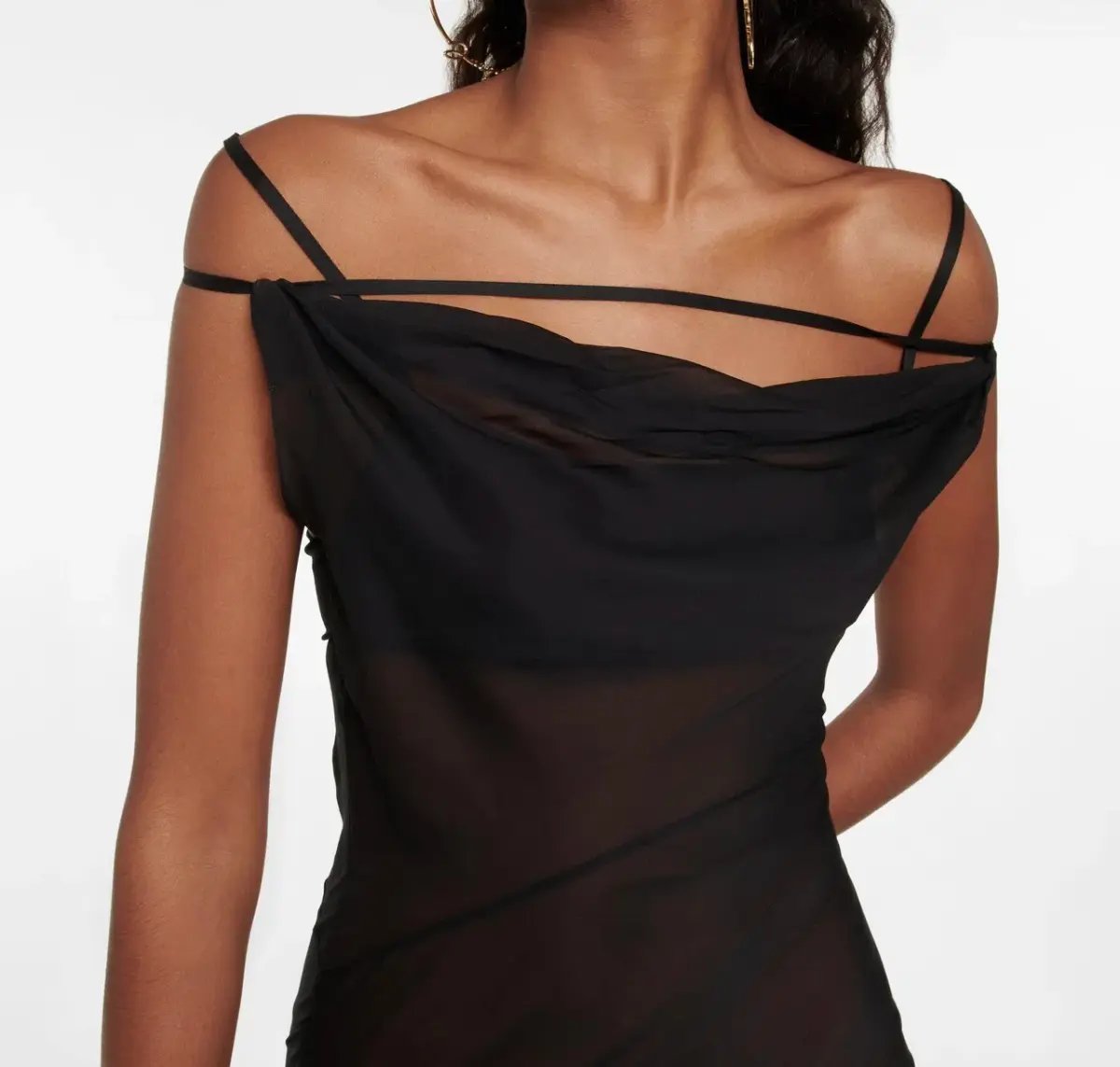 Jacquemus La Robe Draggiu Silk-Blend Maxi Dress in Black Size 36/AU 8 photo 3