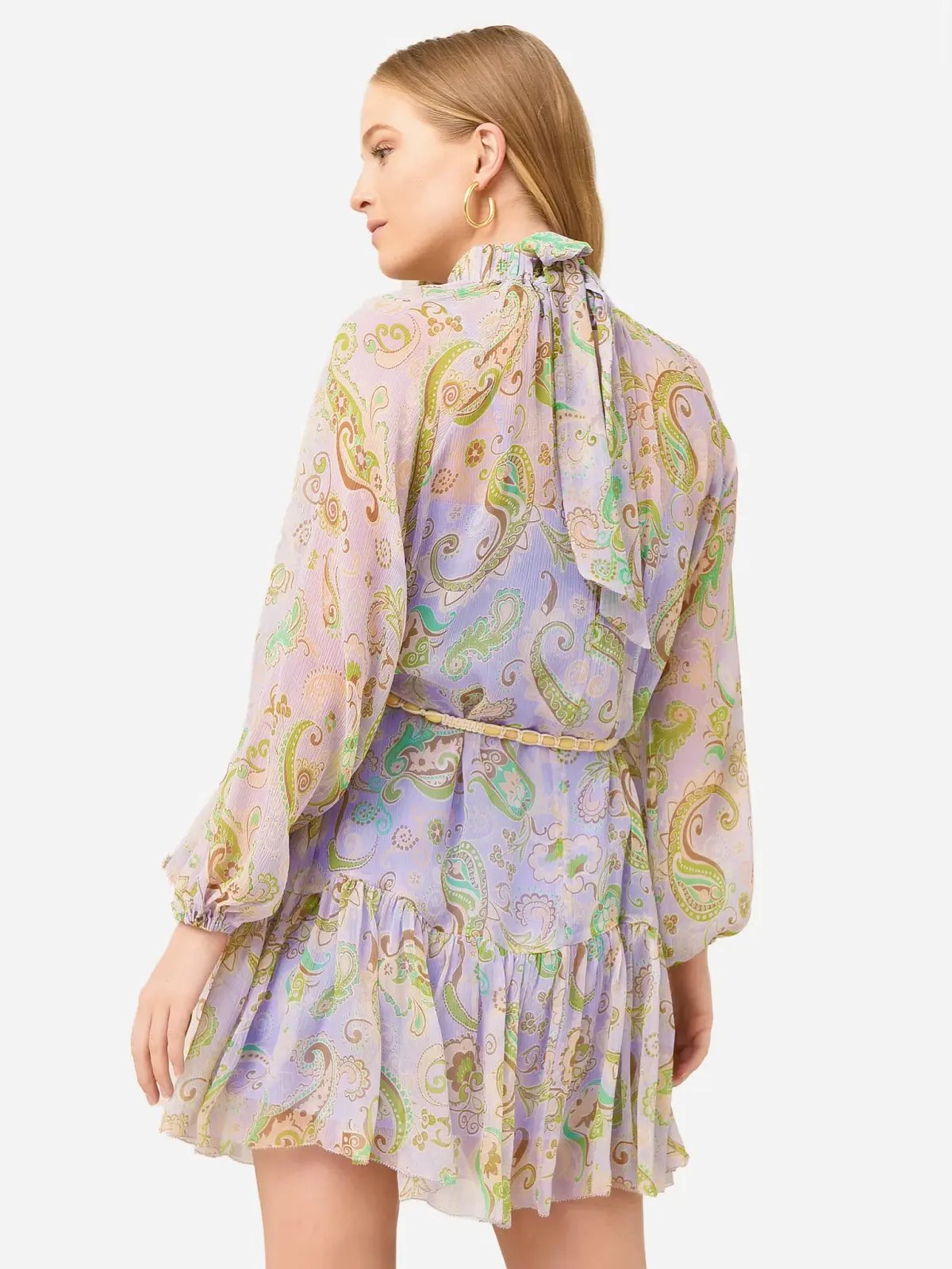 Alemais Marta Lilac Crinkle Silk Dress Print Size 6 photo 2