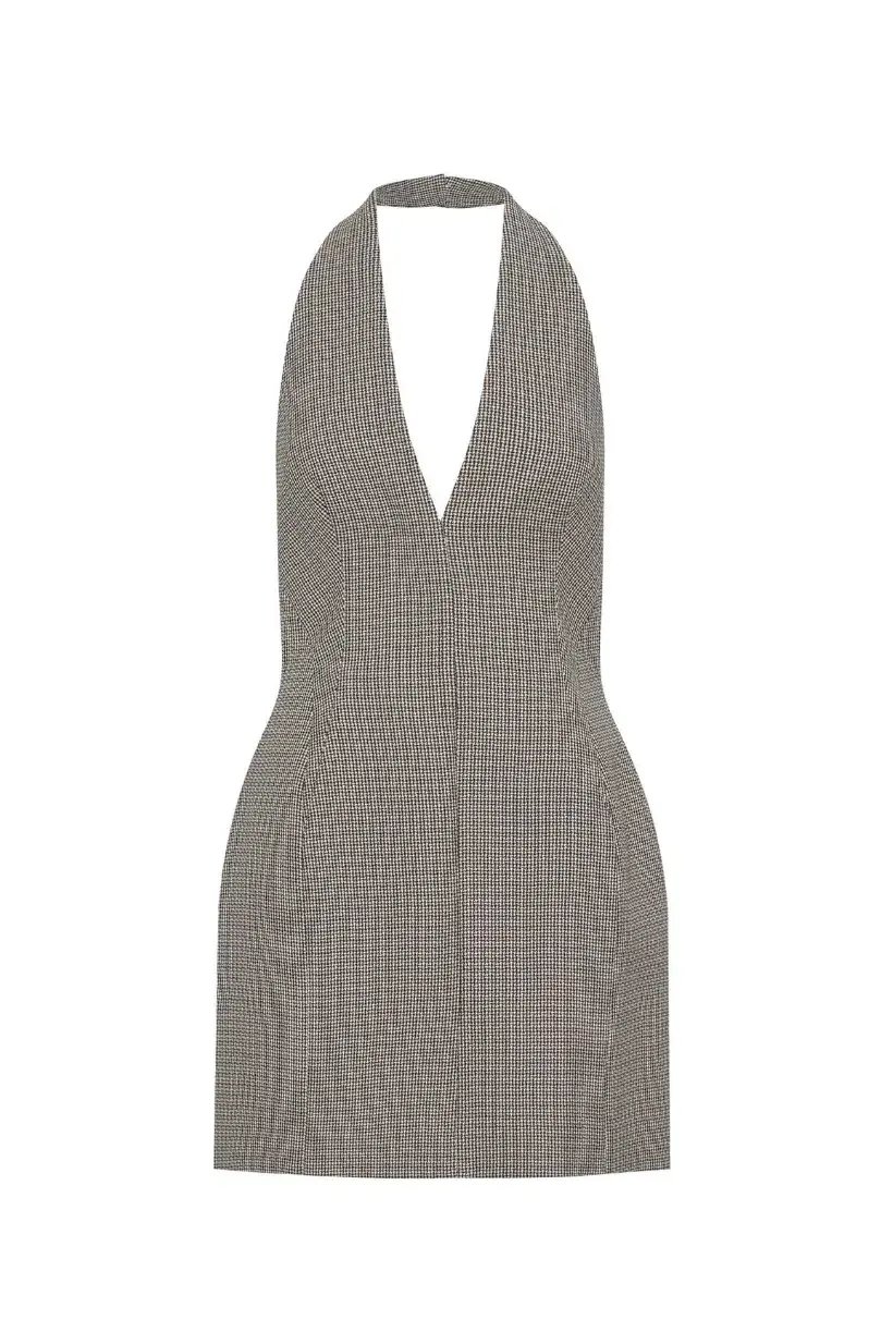 Camilla and Marc Banks Mini Dress in Black Houndstooth Size 8 photo 5