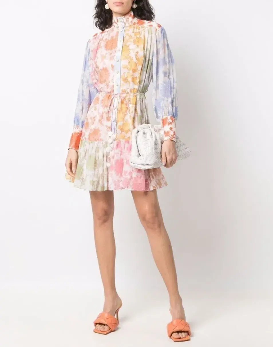 Zimmermann Postcard Lantern Mini Dress Floral Size 8 photo 2