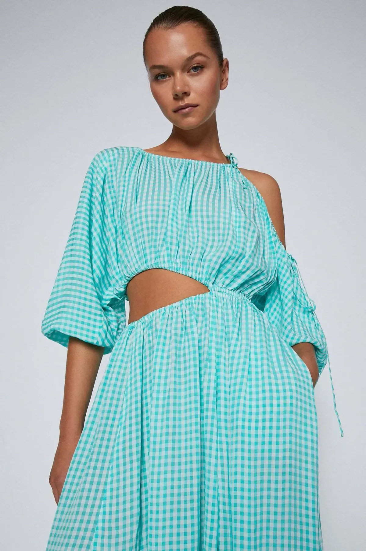 Scanlan Theodore Gingham Drawstring Dress Mint Size 10 photo 3