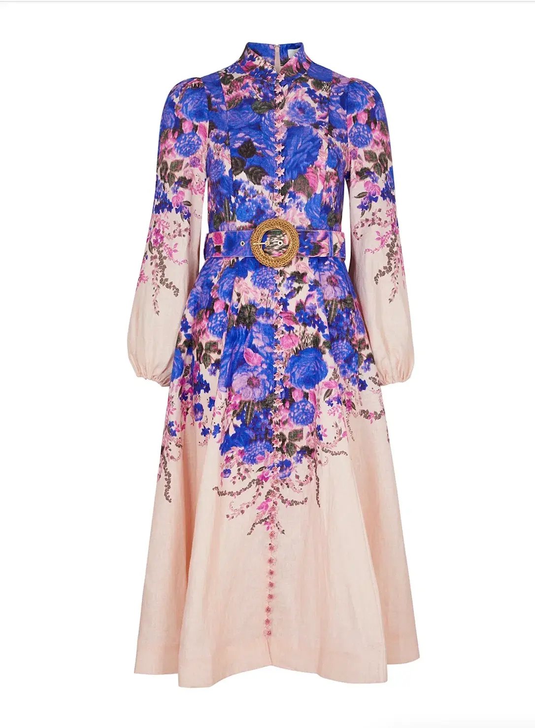 Zimmermann High Tide Buttoned Midi Dress Purple Ikat Floral Size 1 / AU 10 photo 3