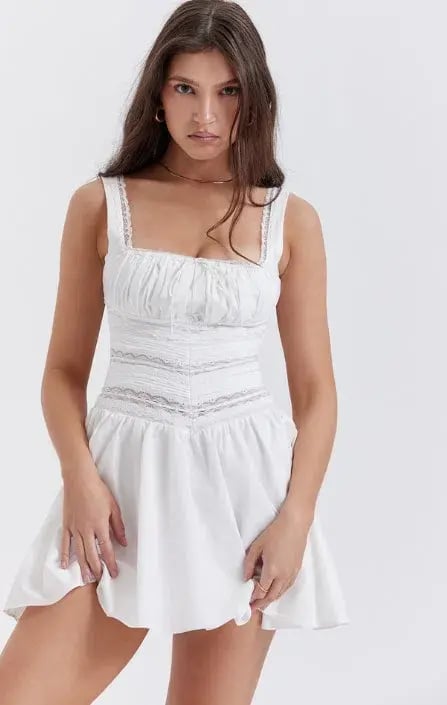 House of CB Tiffani Lace Trim Mini Dress White Size S / AU 8 photo 2