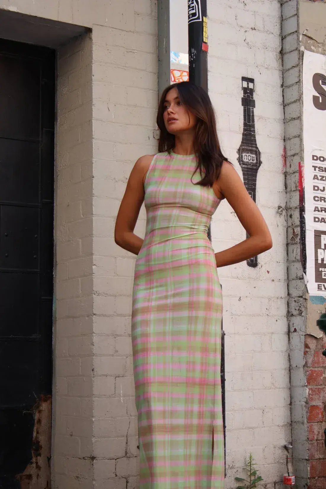 With Harper Lu Plaid Mesh Maxi Dress Multi-colored Size Small / AU 6 photo 5