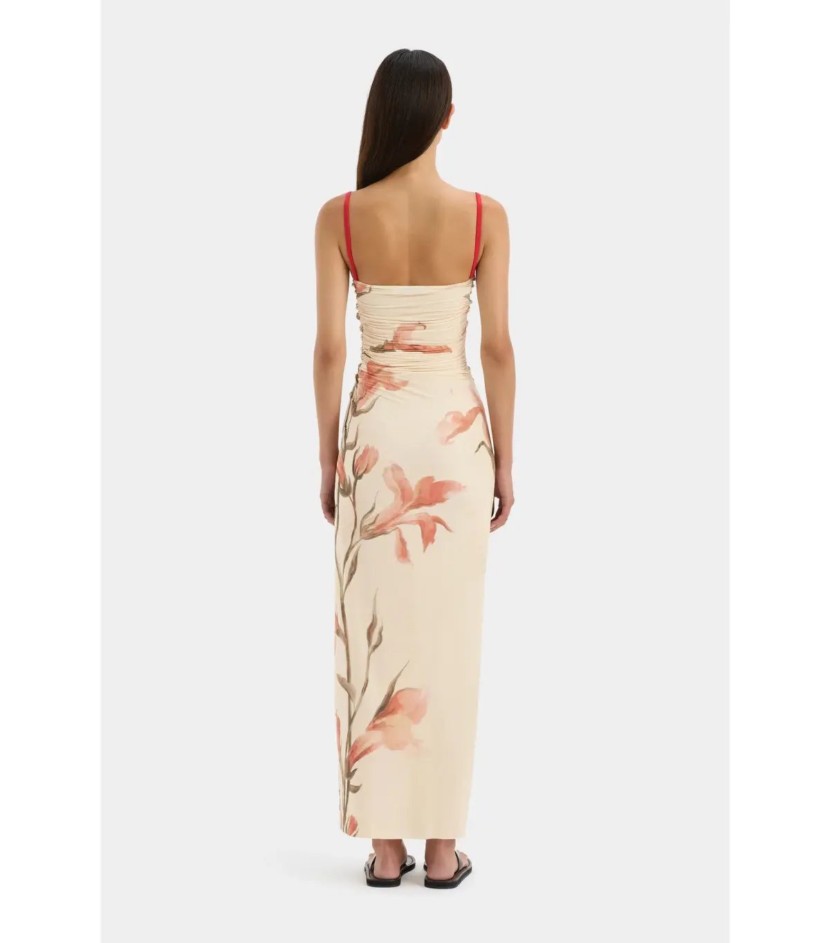 Sir the Label Hana Ruched Midi Dress Gladioli Print Size 2 / AU 10 photo 3
