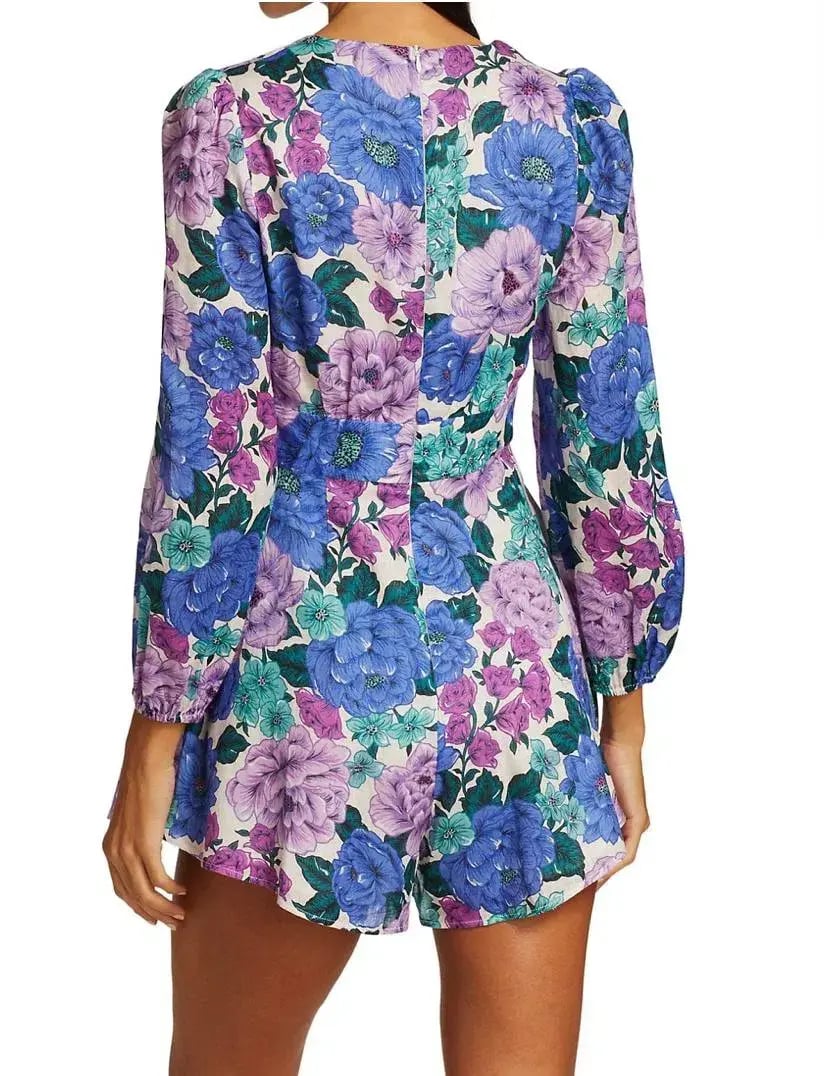 Zimmermann Poppy Plunge Playsuit Lilac Floral Print Size 0 / AU 8 photo 2