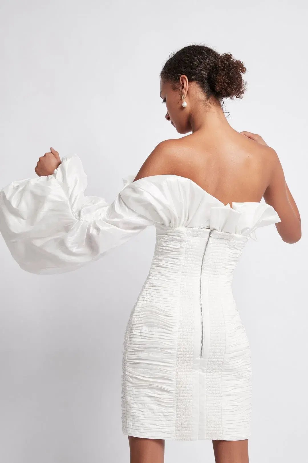 Aje Allegro Tucked Puff Dress White Size AU 10 photo 2
