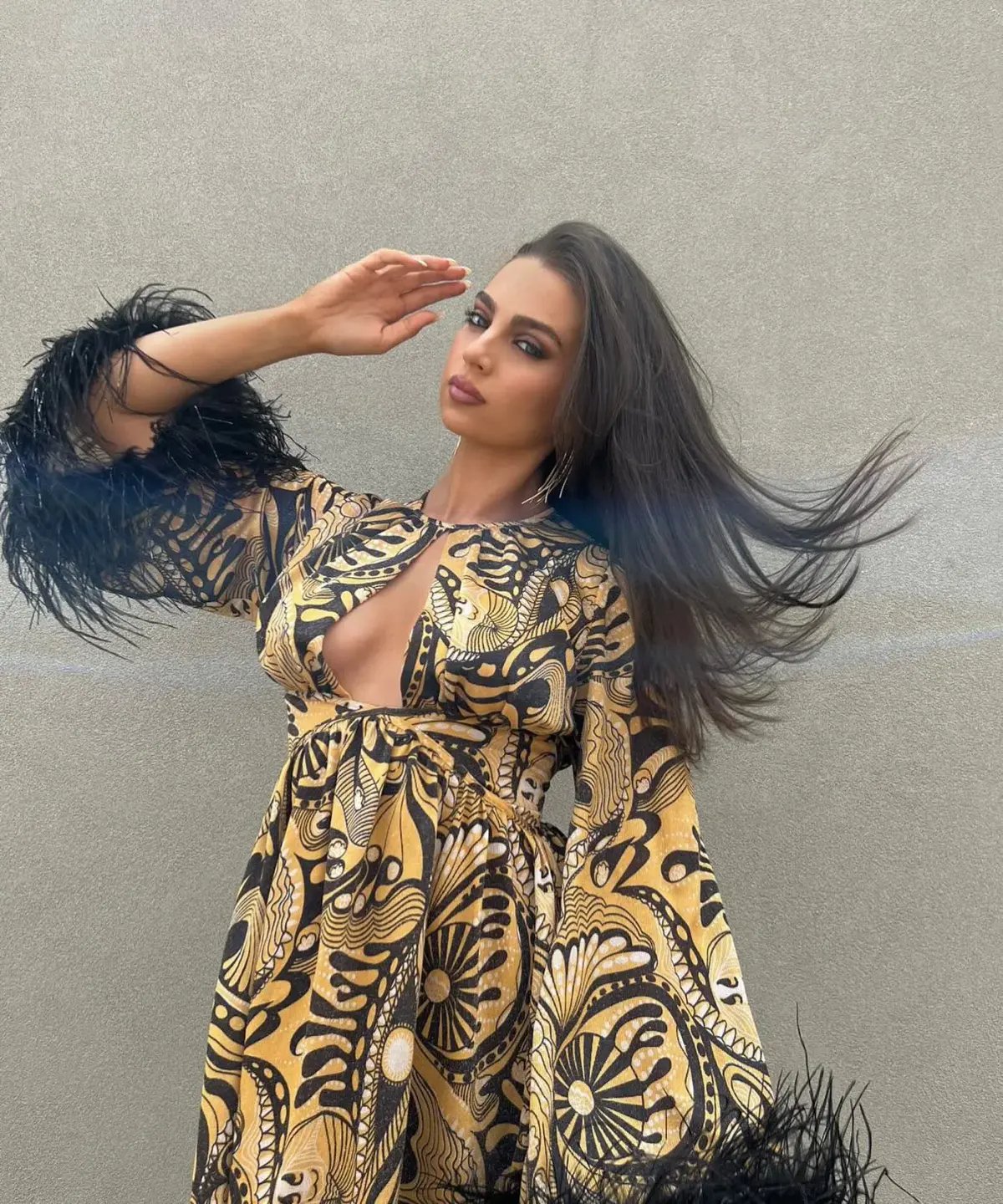 Alice McCall Gold Dust Feather Mini Dress Print Size 6 photo 3