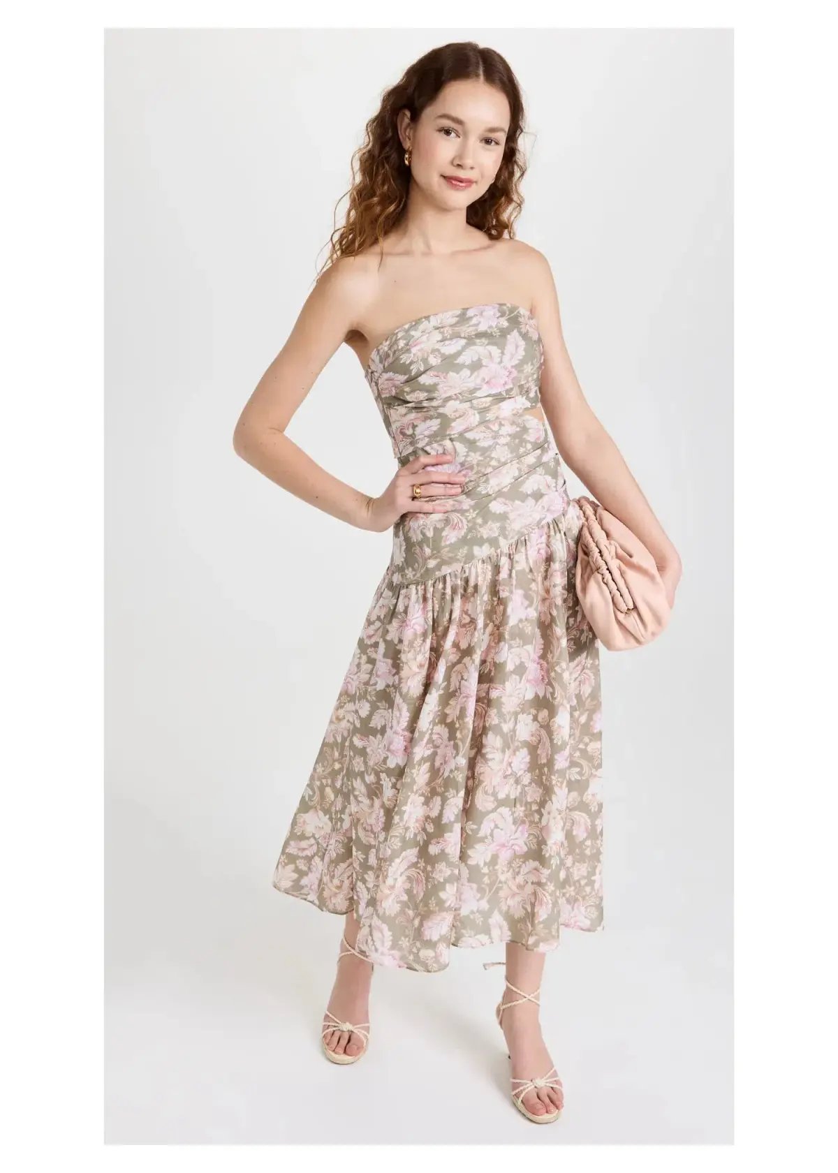 Zimmermann Lyre Wrap Tie Side Midi Dress Floral Size 1 / Au 10 photo 2