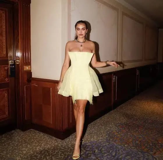 Aje Astrid Strapless Mini Dress in Lemon Size 8 AU photo 5