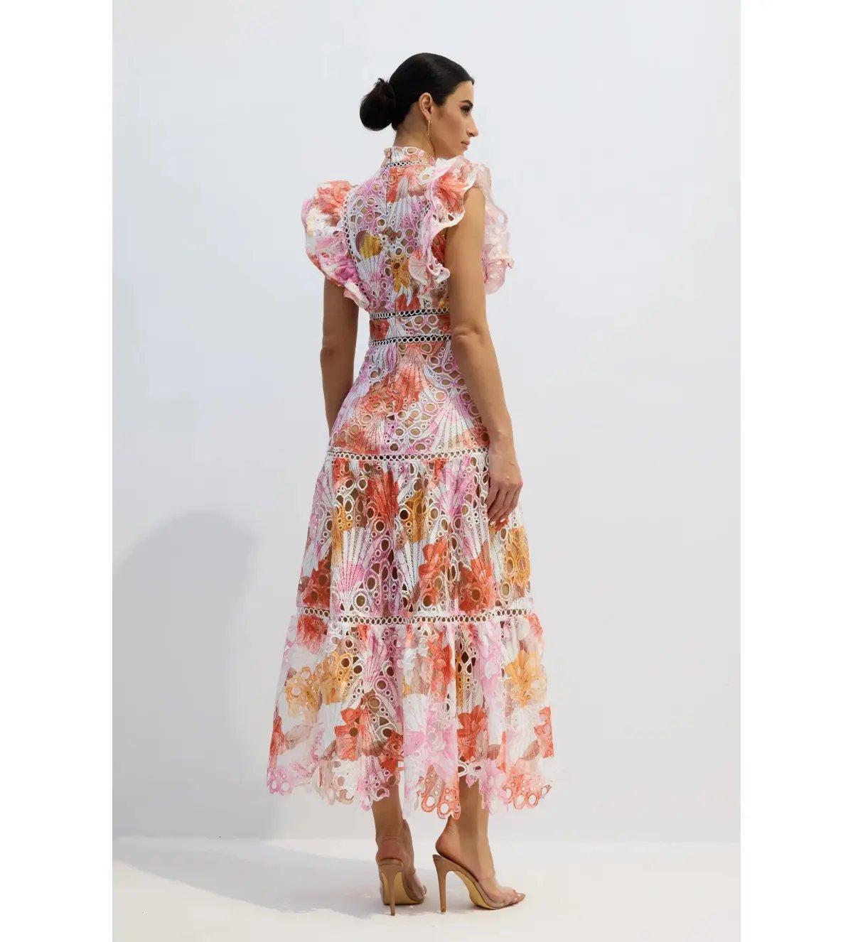 Sunfere Hilda Print Lace Embroidered Dress Multi Size L (AU12-14) photo 4