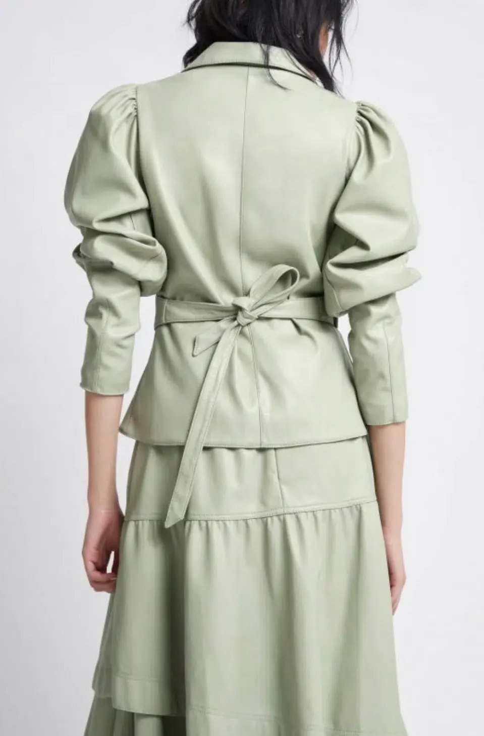 Aje Idyllic Wrap Top and Skirt Set Dusty Sage Green Size 6 photo 3
